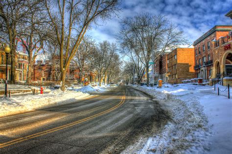 Snowy Street In Madison Wisconsin Image Free Stock Photo Public