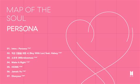 Bts Reveals Official Tracklist For Map Of The Soul Persona Forever Bts