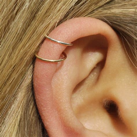 Gold Cartilage Hoop Earring Helix Piercing Hoops Tiny Helix Etsy