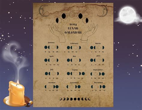 Lunar Calendar 2023 Wicca Witch Moon Phase Calendar Pagan Etsy