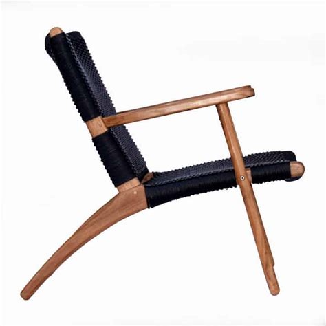 Outdoor Lounge Club Chair The Rope Chair Black Teak Patio Furniture