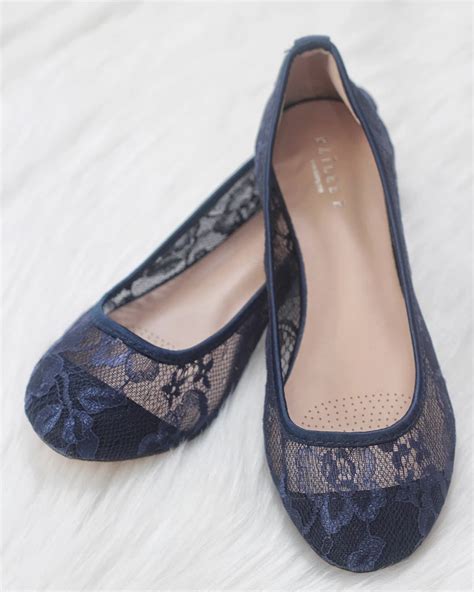 Navy Lace Ballet Flats In 2020 Lace Ballet Flats Wedding Shoes Blue