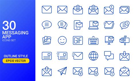 Messaging App Icon Set Message And Mail Outlined Icon Collection