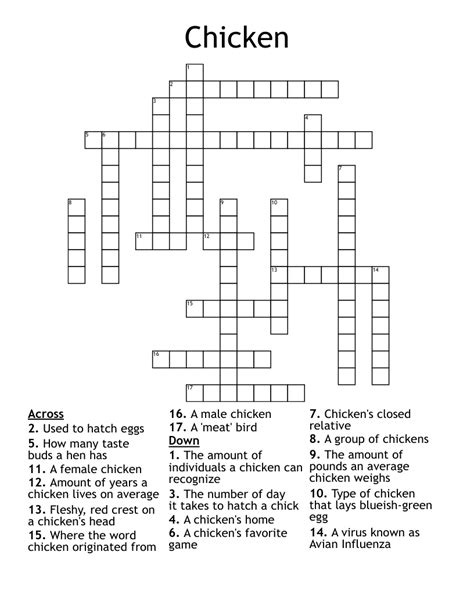 Chicken Crossword Wordmint