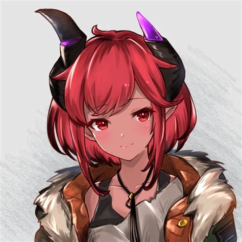 Safebooru 1girl Asymmetrical Clothes Asymmetrical Horns Blush Character Request Commentary