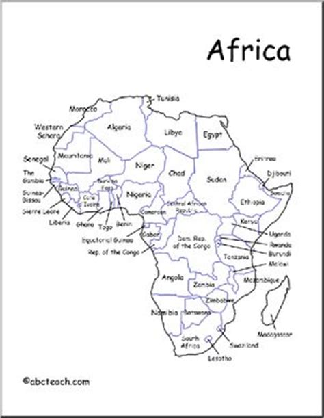 Africa Map Countries Black And White