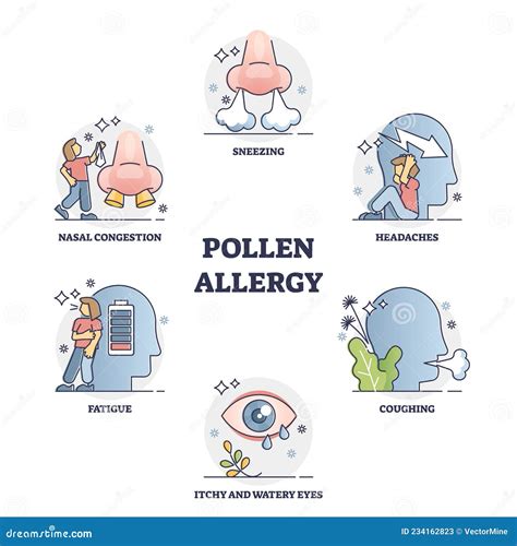 Pollen Allergy Symptoms Collection From Molds And Spores Outline