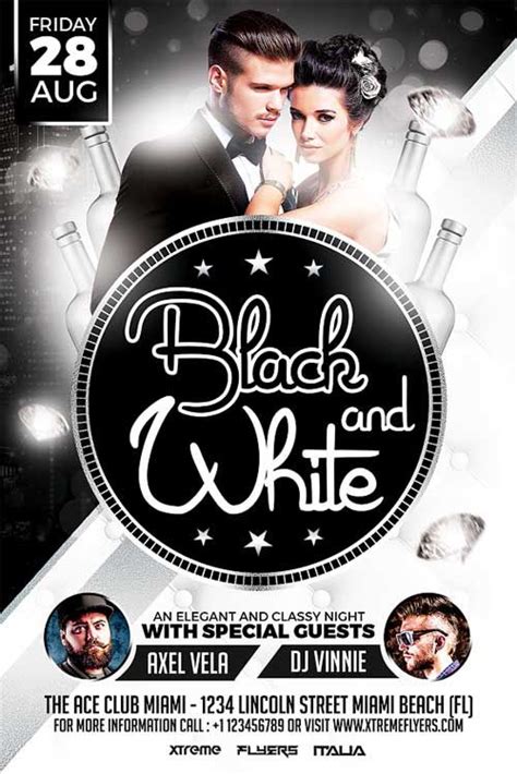 Black And White Party Flyer Template Black