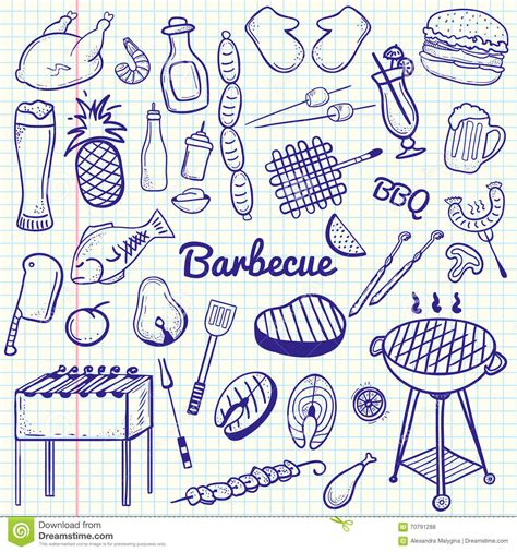 Vector Sketchy Line Art Doodle Cartoon Set Of Objects And Symbols For