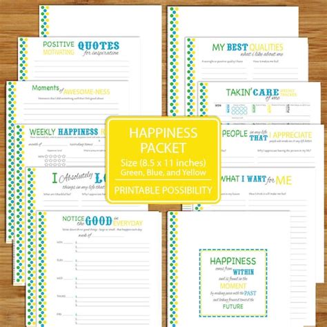 Happiness Worksheet Printables 12 Pages 85x11 Inch