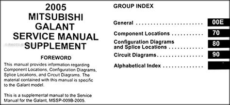 Component location, eng., pdf, 2,86 mb. 2005 Mitsubishi Galant Wiring Diagram Manual Original