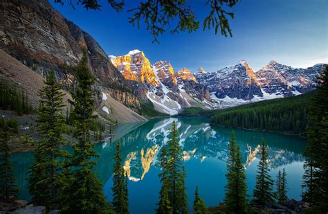 Canada Mountains Scenery Lake Forests Banff Moraine Lake Nature Wallpapers Hd Desktop