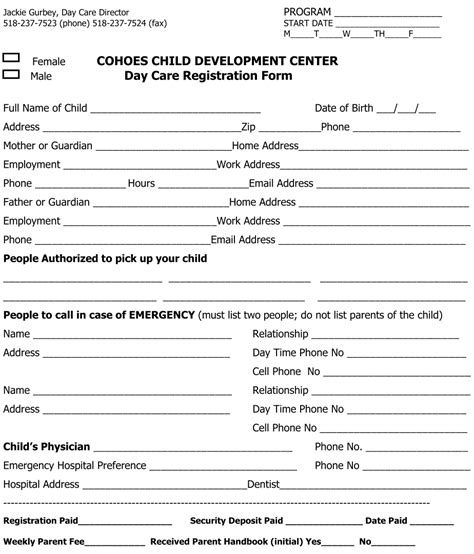 10 Best Home Day Care Forms Printable