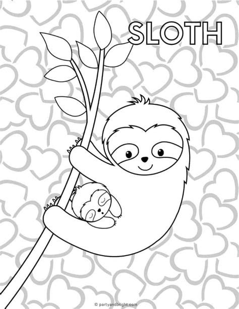 13 Cute Sloth Coloring Pages And Printable Activities Party Bright