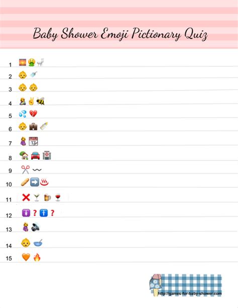 Baby Shower Pictionary Words Baby Emoji Pictionary Printable Spring