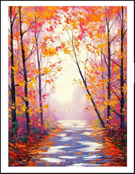Autumn Oil Painting Impressionist Trees Painting Trail Fall Landscape