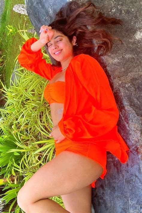 Janhvi Kapoor In An Orange Bikini And Shirt 7