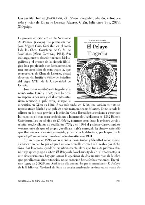 Pdf El Pelayo Tragedia De Jovellanos Ed Elena De Lorenzo Gijón