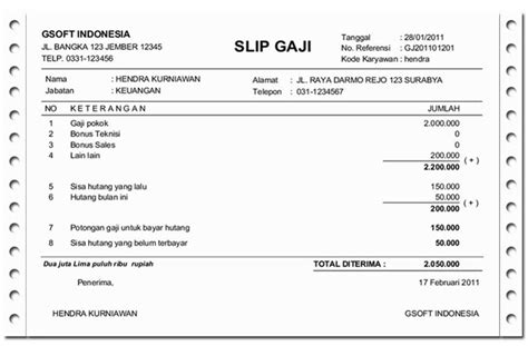 Karyawan tetap penghasilan potongan gaji pokok = 1. Contoh Slip Gaji Karyawan Fifgroup - Guru Paud