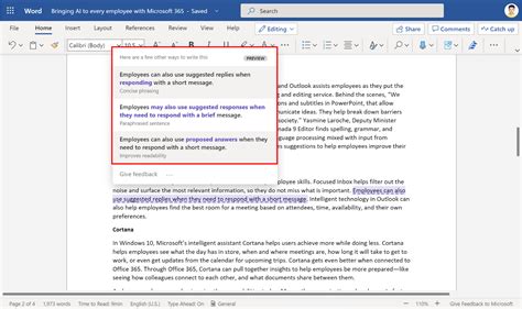 Updated Rewrite Suggestions in Microsoft Word - sentence-level writing suggestions - Microsoft ...
