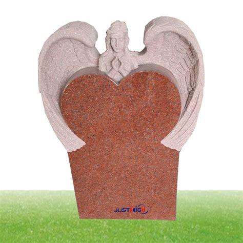 Red Tall Granite Tombstone With Angel Carved Wholesale