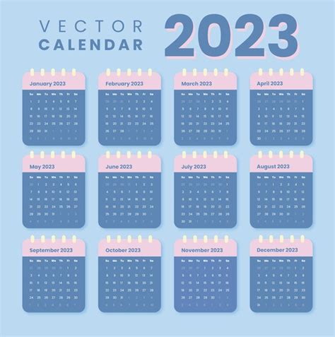 Calendario 2023 Diseño De Plantilla Vectorial Calendario De Año Nuevo 2023 Diseño Simple Y