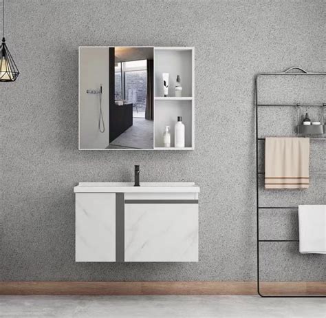 Wall Mounted Pvc Wall Mount Floating Bathroom Cabinet With Mirror And Basin China Pvc Board