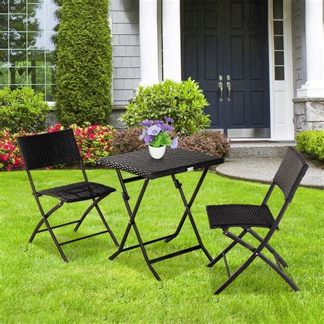 With steel frames, these rattan chairs are high quality and can serve you a long time. 3PCS Patio Rattan Wicker Furniture Set Conversation ...