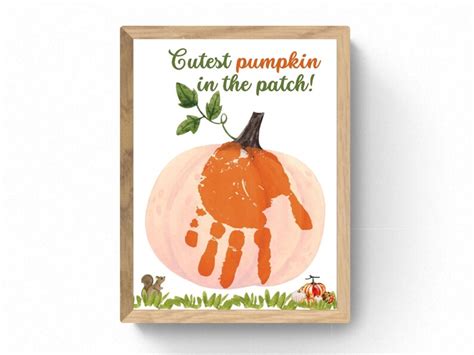 Pumpkin Patch Handprint Craft Template Printable Art Parent Etsy