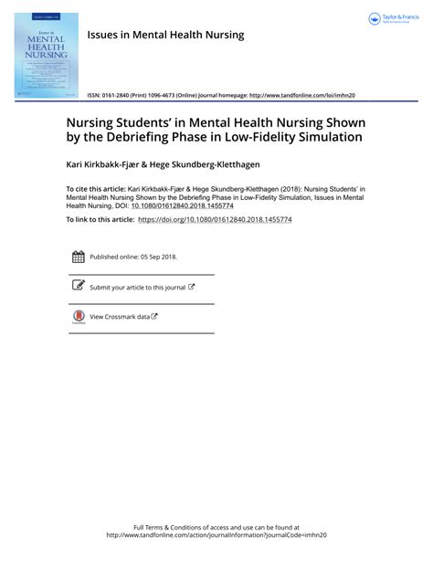 Pdf Nursing Students In Mental Health Nursing Shown By The