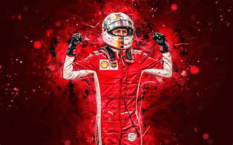 Download Wallpapers 4k Sebastian Vettel Joy Scuderia Ferrari German