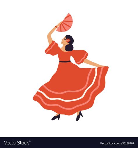 Beautiful Spanish Flamenco Dancer Dancing With Fan