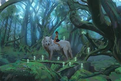 Forest Princess Mononoke Ghibli Anime Studio Wolf