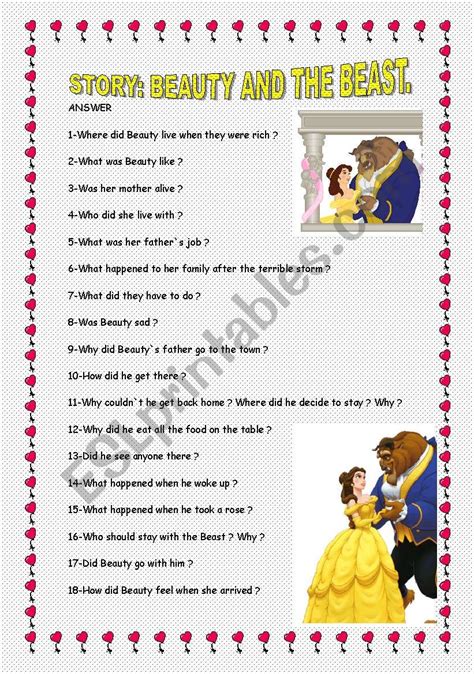 Story The Beauty And The Beast Esl Worksheet By Bermudenze