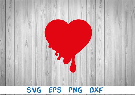 Dripping Heart Heart Silhouette Picture Svg Png Eps Etsy