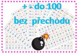 Příklady jsou perforované, z druhé strany jsou výsledky. Sčítání a odčítání do 100 dvojciferných čísel - hra bomba