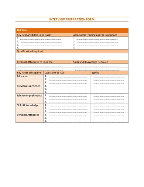 FORM 5-Interview Preparation Form | Interview preparation, Preparation 