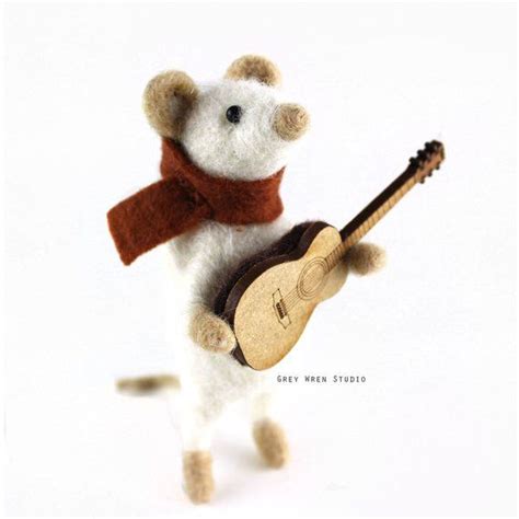 Needle Felted Guitar Mouse Wool Mouse Birthday Or Christmas T For A