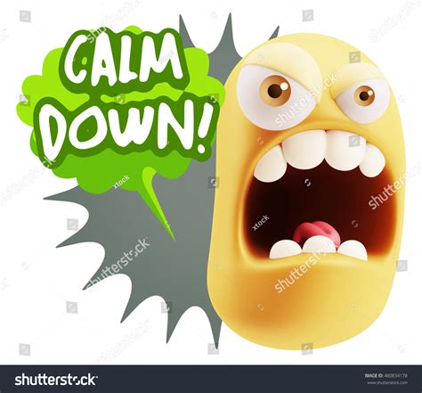 3d Rendering Angry Character Emoji Saying Stock Illustration 480834178