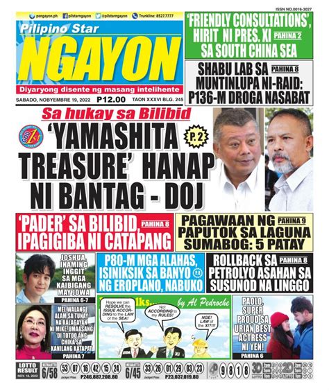 Pilipino Star Ngayon November 19 2022 Newspaper