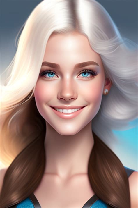 Lexica A Beautiful Girl White Hair Blue Eyessmiling And Looking