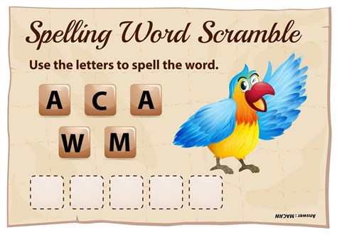 Spelling Word Scramble Game With Macaw 699875 Download Free Vectors