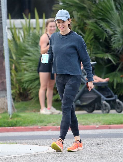 Jennifer Garner Wears Camo Leggings And Neon Sneakers On Morning Stroll