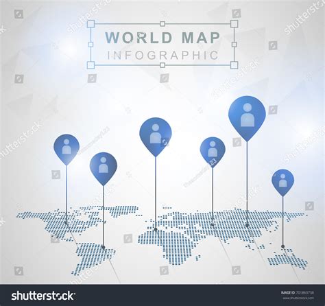 Light World Map Pointer Marks Infographics Stock Vector Royalty Free