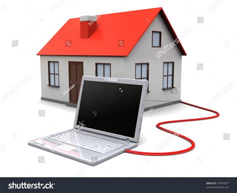 3d Illustration Of House Controlled By Laptop Computer Smart Home
