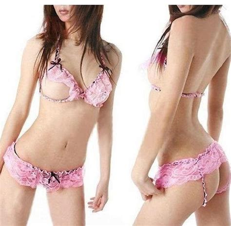New Sexy Fun And Cute Lace Peek A Boo Open Bra And V Thong Lingerie Set Uk Seller Ebay