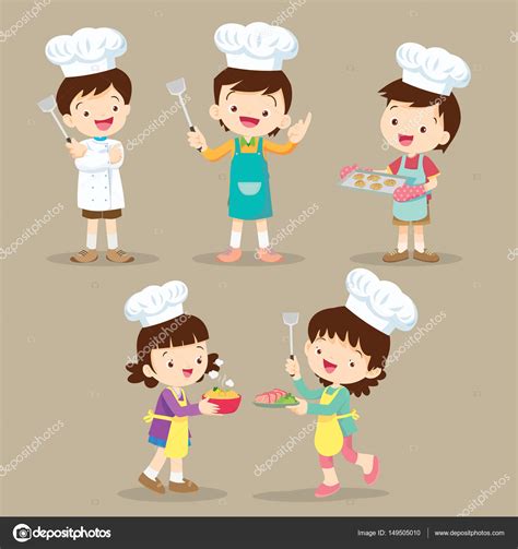 Set Of Children Cooking — Stock Vector © Watcartoon 149505010