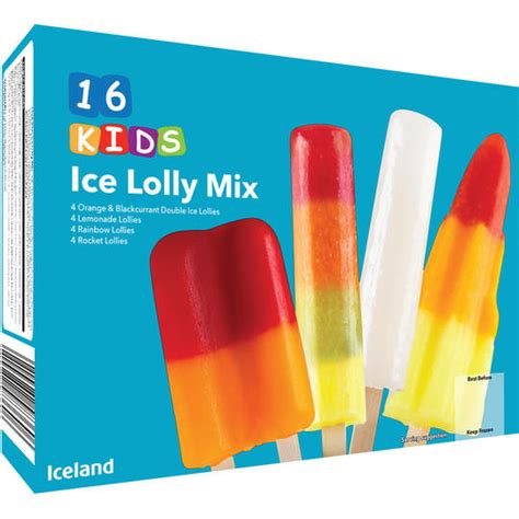 Iceland 16 Kids Ice Lolly Mix 760ml Ice Cream Cones Sticks And Bars