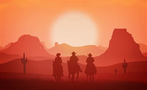 Wallpaper Western Cowboys Landscape Men Horse Riding Sunset