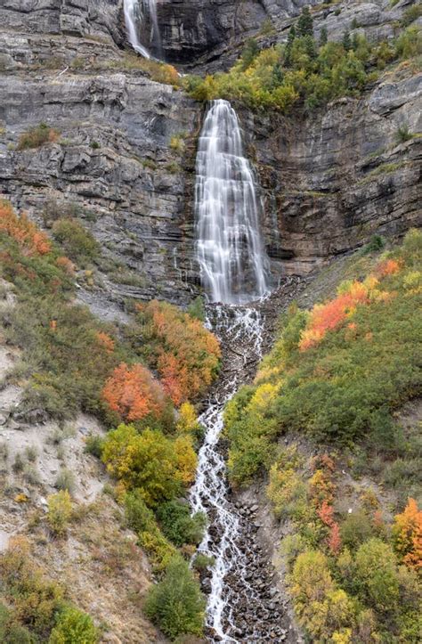 Scenic Bridal Veil Falls Utah In Fall Stock Image Image Of Beauty
